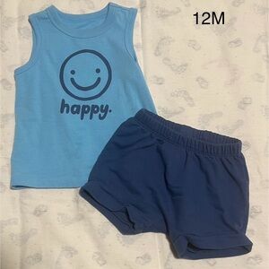Blue Smiley Face Tank and Shorts Set